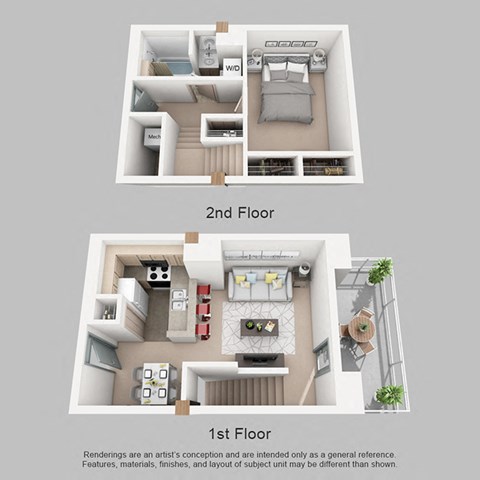 Floor plan for 1 bed, 1 bath, 715 sqft